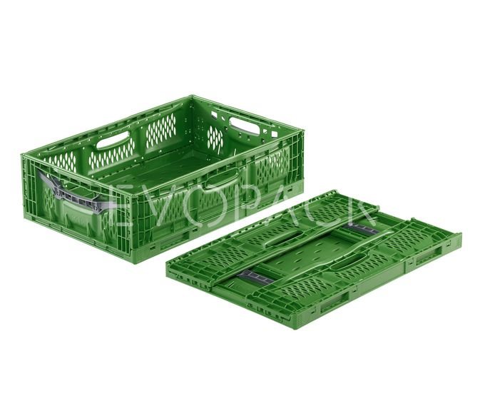Caja plástica plegable para fruta y verdura 600X400X180 MM - StockPalet