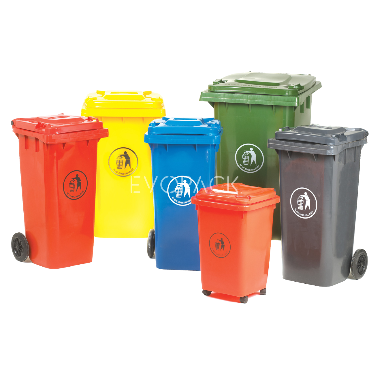 Contenedores de reciclaje de residuos de colores